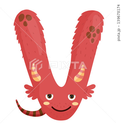 Red Monster Letter V Red Monster Letter V 139678174