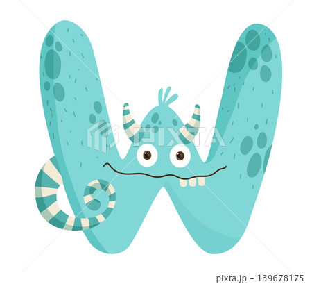 Light Blue Monster Letter W 139678175