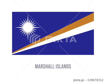 Flat vector illustration of the national flag of the Marshall Islands with diagonal stripes and star isolated on a white background. Flat vector illustration of the national flag of the Marshall Islands with diagonal stripes and star isolated on a white background. 139678312