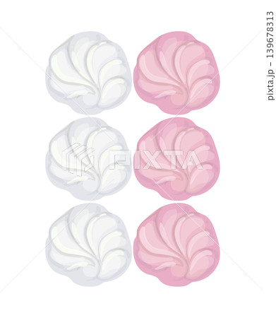 Cartoon vector illustration of marshmallow sweets isolated on a white background for candy and dessert design. Cartoon vector illustration of marshmallow sweets isolated on a white background for candy and dessert design. 139678313
