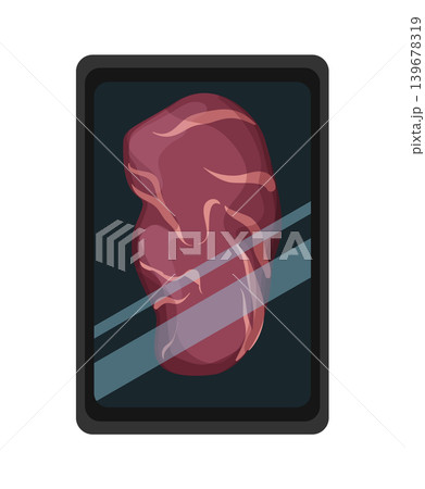 Cartoon vector illustration of raw meat in packaging isolated on a white background for grocery product design. Cartoon vector illustration of raw meat in packaging isolated on a white background for grocery product design. 139678319
