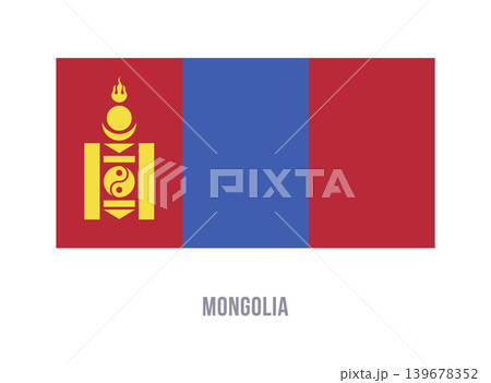 Flat vector illustration of the national flag of Mongolia isolated on a white background for country symbol design. 139678352