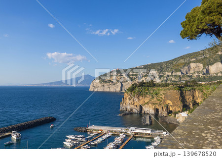 Sorrento coastline with Mount Vesuvius in Italy Sorrento coastline with Mount Vesuvius in Italy 139678520