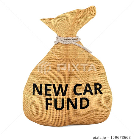 New Car Fund, burlap sack. 3d rendering 139678668