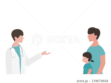 女の子と父親・医療説明をする医師のベクターイラスト素材 女の子と父親・医療説明をする医師のベクターイラスト素材 139678688
