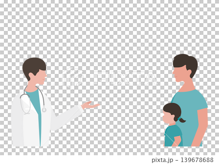 女の子と父親・医療説明をする医師のベクターイラスト素材 女の子と父親・医療説明をする医師のベクターイラスト素材 139678688