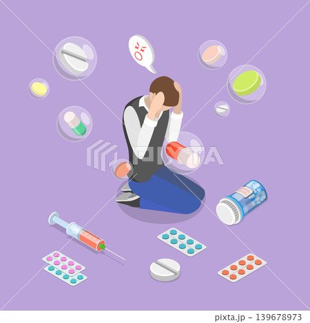 3D Isometric Flat Vector Illustration of Drug Abuse, Substance Addiction And Dependency Issues 3D Isometric Flat Vector Illustration of Drug Abuse, Substance Addiction And Dependency Issues 139678973
