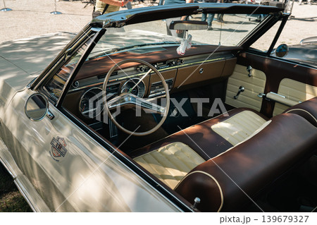 Berlin, Germany - May 2, 2026: Vintage Convertible Interior Display Berlin, Germany - May 2, 2026: Vintage Convertible Interior Display 139679327