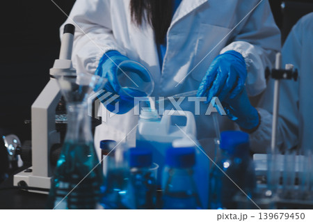 Researchers working in the clinical laboratory 139679450