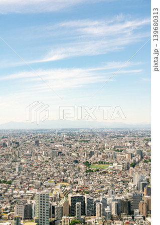 《東京都》日本の都市景観 晴天の大都市を俯瞰する 遠くには富士山を望む（令和8年5月） 139680313