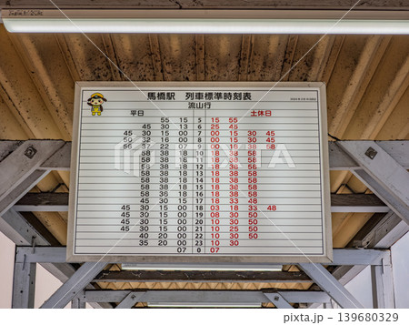 流鉄流山線・馬橋駅に掲示されたローカル線の時刻表 139680329