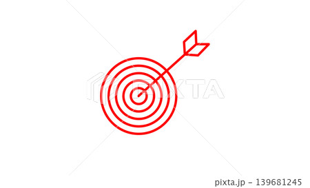 Red Target With Arrow Hitting Bullseye Icon Representing Goal, Success, Focus, And Precision 139681245