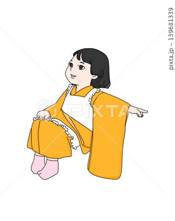 指差ししている着物を着た女の子 指差ししている着物を着た女の子 139681339