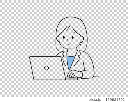 A woman in a suit working on her computer. A woman in a suit working on her computer. 139681792
