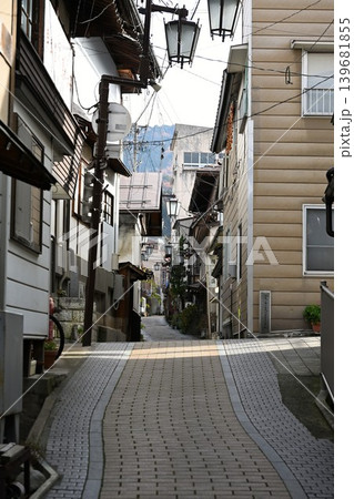 秋の渋温泉で見られる温泉街の町並み(長野県山ノ内町) 秋の渋温泉で見られる温泉街の町並み(長野県山ノ内町) 139681855