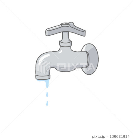 蛇口から水がしたたるイラスト　水漏れ　水のトラブル 139681934