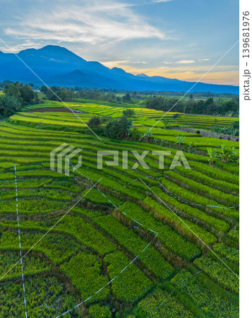 The natural beauty of the Indonesian mountains with beautiful tropical forests at sunrise 139681976