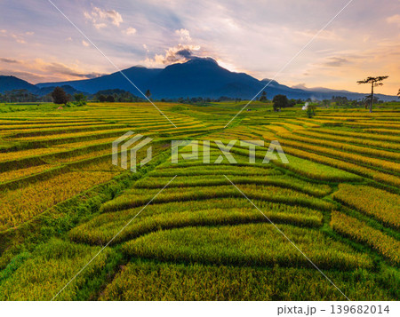 The natural beauty of the Indonesian mountains with beautiful tropical forests at sunrise The natural beauty of the Indonesian mountains with beautiful tropical forests at sunrise 139682014
