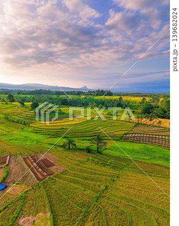 The natural beauty of the Indonesian mountains with beautiful tropical forests at sunrise The natural beauty of the Indonesian mountains with beautiful tropical forests at sunrise 139682024