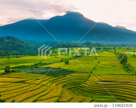 The natural beauty of the Indonesian mountains with beautiful tropical forests at sunrise 139682026