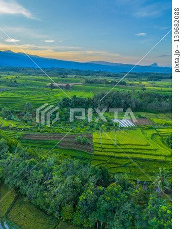 The natural beauty of the Indonesian mountains with beautiful tropical forests at sunrise 139682088