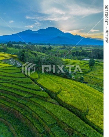 The natural beauty of the Indonesian mountains with beautiful tropical forests at sunrise The natural beauty of the Indonesian mountains with beautiful tropical forests at sunrise 139682100
