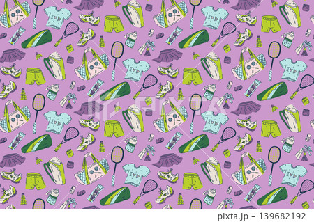 Multicolor pattern badminton clothing and accessories collection, playing badminton as a hobby and health improvement 139682192