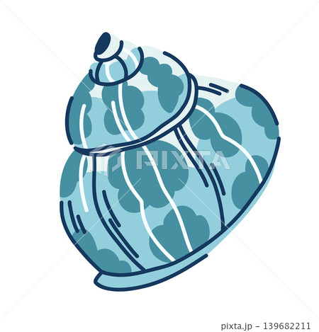 stylized cone-shaped twisted shell of the turbinidae sea snail, marine mollusk turbo stylized cone-shaped twisted shell of the turbinidae sea snail, marine mollusk turbo 139682211