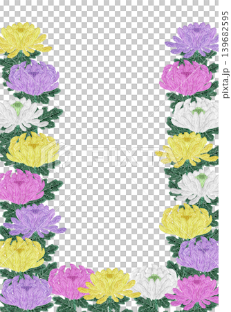 【菊花豎框】手工刺繡插畫素材 【菊花豎框】手工刺繡插畫素材 139682595