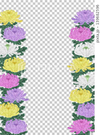 【菊の花の縦フレーム】手刺繍イラスト素材 【菊の花の縦フレーム】手刺繍イラスト素材 139682596