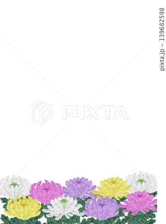 【菊の花の縦フレーム】手刺繍イラスト素材 【菊の花の縦フレーム】手刺繍イラスト素材 139682598