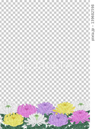 【菊の花の縦フレーム】手刺繍イラスト素材 【菊の花の縦フレーム】手刺繍イラスト素材 139682598