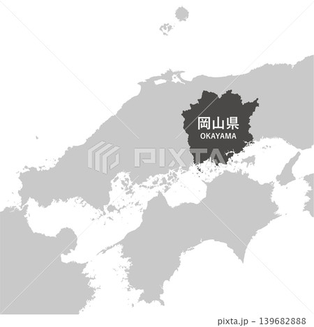 日本のベクターイラスト地図素材：岡山県全体地図 139682888