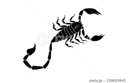 上から見たサソリの白黒イラスト(白色のアウトラインあり) 上から見たサソリの白黒イラスト(白色のアウトラインあり) 139683645