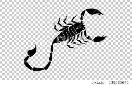上から見たサソリの白黒イラスト(白色のアウトラインあり) 上から見たサソリの白黒イラスト(白色のアウトラインあり) 139683645