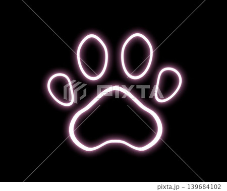 ネオンカラーの猫の肉球マーク　ネオン薄ピンク 139684102