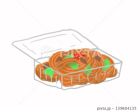 透明なプラケースに入ったや焼きそば 139684135