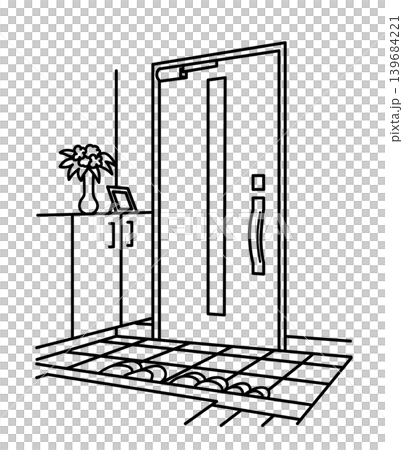 從屋內看到的門廳（線條描圖） 139684221