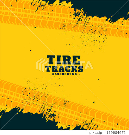dirty tire track pattern yellow background with grungy effect dirty tire track pattern yellow background with grungy effect 139684673