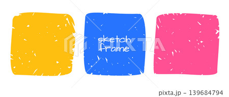 set of grungy sketch border frame in blue, yellow and pink set of grungy sketch border frame in blue, yellow and pink 139684794