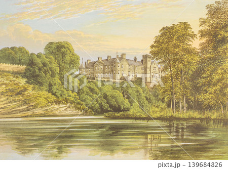 アンティーク・イラスト「イギリス貴族の邸宅」"Brechin Castle"19世紀頃 アンティーク・イラスト「イギリス貴族の邸宅」"Brechin Castle"19世紀頃 139684826