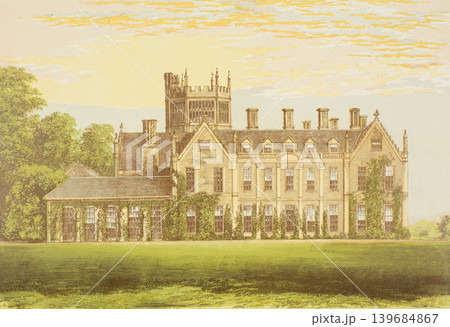 アンティーク・イラスト「イギリス貴族の邸宅」"Melbury House"19世紀頃 アンティーク・イラスト「イギリス貴族の邸宅」"Melbury House"19世紀頃 139684867