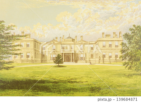 アンティーク・イラスト「イギリス貴族の邸宅」"Swithland Hall"19世紀頃 アンティーク・イラスト「イギリス貴族の邸宅」"Swithland Hall"19世紀頃 139684871