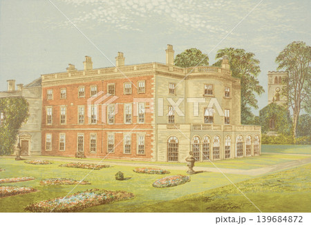 アンティーク・イラスト「イギリス貴族の邸宅」"Clifton Hall"19世紀頃 アンティーク・イラスト「イギリス貴族の邸宅」"Clifton Hall"19世紀頃 139684872