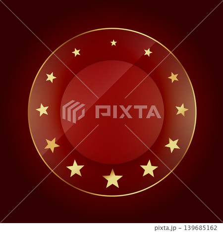 glossy red and gold circular starry award seal or badge glossy red and gold circular starry award seal or badge 139685162