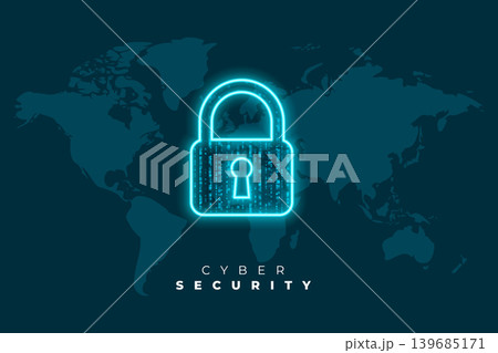 glowing neon digital security padlock over world map background glowing neon digital security padlock over world map background 139685171