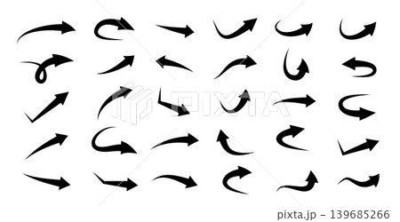 pack of simple black pointer arrow signs in different style pack of simple black pointer arrow signs in different style 139685266