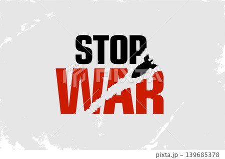 stop war vector typography with falling bomb silhouette stop war vector typography with falling bomb silhouette 139685378