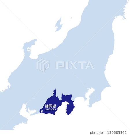 日本のベクターイラスト地図素材:静岡県全体地図 日本のベクターイラスト地図素材:静岡県全体地図 139685561