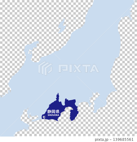 日本のベクターイラスト地図素材:静岡県全体地図 日本のベクターイラスト地図素材:静岡県全体地図 139685561